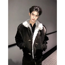 飞机扣哈灵顿座山雕棉服男款冬季美式复古cleanfit短款外套高级感，男装棉衣，星座506A