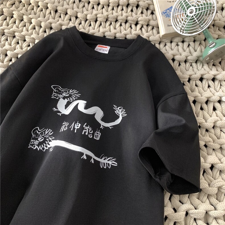 得物抖音直播供货纯棉260克印花短袖T恤A158-T230-P28控48,男装T恤,电商A158