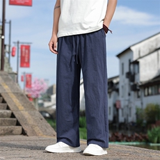 2025夏季新款亚麻透气休闲裤男士风休闲百搭直筒裤2412-P55，男装休闲裤，电商A008