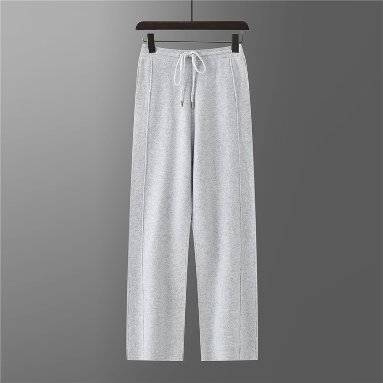 2025秋冬新款百搭系绳长裤四平加厚直筒裤，男装休闲裤，江杉羊绒