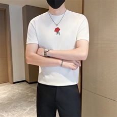 店主风秋冬男士针织短袖毛衣男修身套头毛衣301A-1/M10/P55控75，男装T恤，星座301A-1