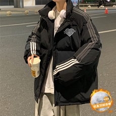 港风冬季新款织带立爱心领羽绒服男潮宽松印花YR6115P225控298，男装羽绒服，电商A268A