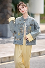 大量现货2026年春季新款女装时尚气质新中式重工刺绣牛仔外套，女装短外套，关键词