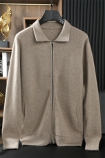 时尚男士羊毛翻领外套简约百搭长袖针织开衫舒适保暖单色毛衣，男装羊绒套衫，台绒羊绒