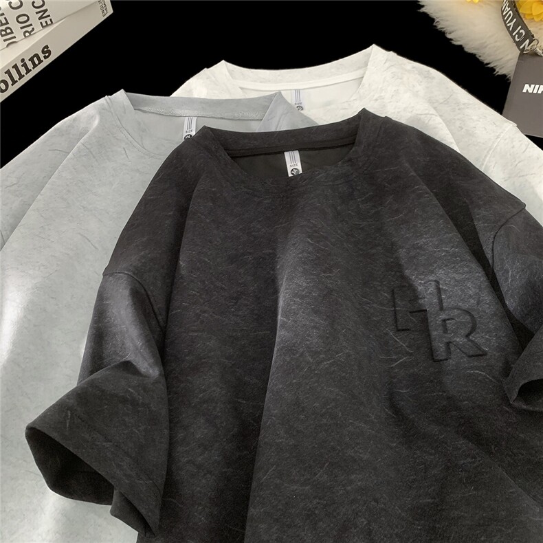 主推款250克重磅砂洗钢印冰感天丝棉冰丝短袖T恤JF210-特P38控58,男装T恤,电商A422-1