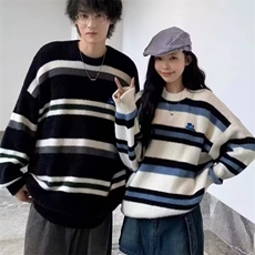 男女装可爱小狗撞色条纹仿马海毛毛衣秋季新款保暖毛线衣潮流原宿，男装针织衫/毛衣，星座506A