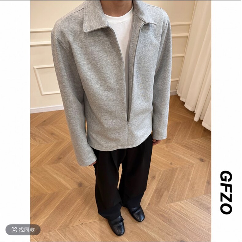 2026年春季新款百搭美式拉链长袖T恤男拼接假两件卫衣C26009-TP42,男装T恤,电商C213(原B265)
