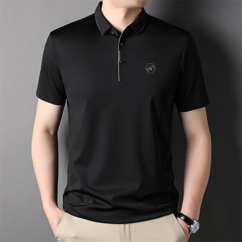 短袖POLO衫男2024年夏季新款纯色男装商务休闲中青年T恤上衣P68图片
