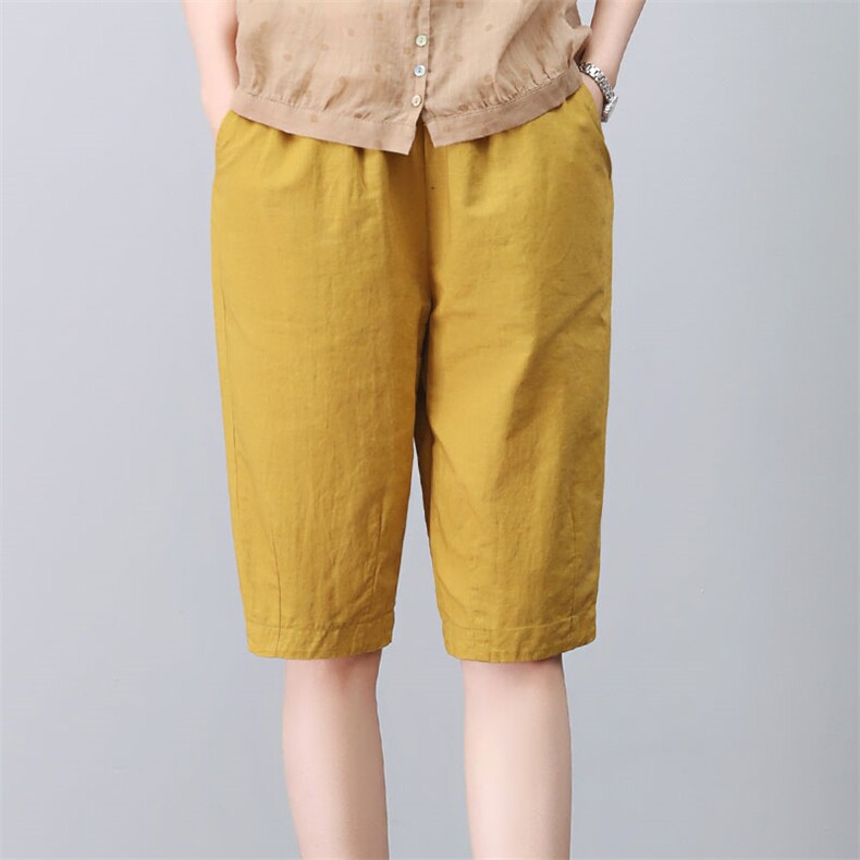 2025年夏季新款中腰高端时尚休闲棉麻五分裤，女装短裤/热裤，独衣靓