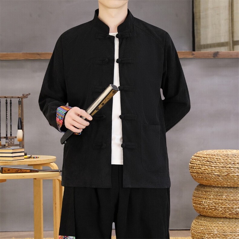 男士外套灯芯绒夹克盘扣立领唐装风XZ1512-2502单夹克-P80,男装夹克,星座1512