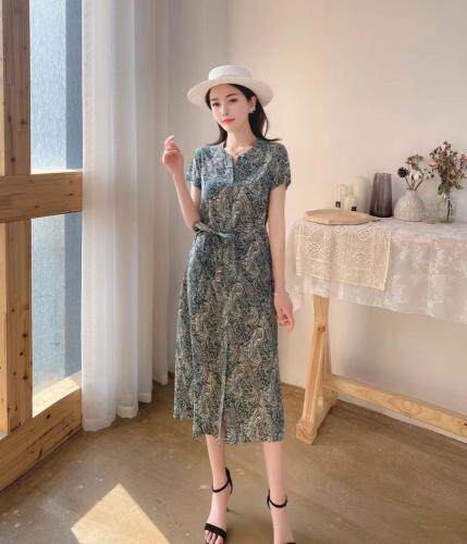 【现货】夏季新款时尚宽松系腰显瘦印花连衣裙，女装连衣裙，名怡