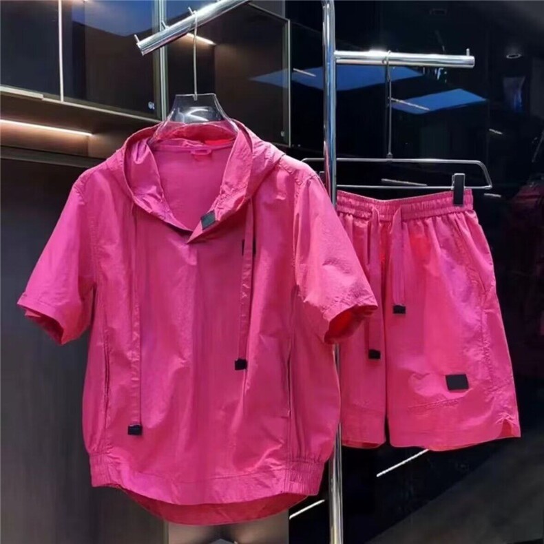 夏季纯色户外休闲运动套装速干连帽情侣宽松百搭-TZS3-网络图,男装休闲套装,星座1002-2