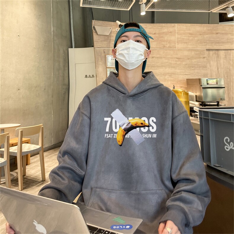 特P43控78秋季360G麂皮绒印花宽松休闲连帽卫衣JWY3268,男装卫衣,电商B370