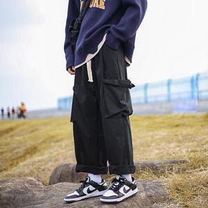 日系宽松阔腿工装裤男潮牌秋冬cityboy坠感休闲冲锋裤子GH103-P40,牛仔裤穿皮鞋怎么搭配图片