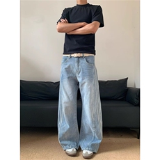 新款潮流原宿时尚牛仔裤日系简约百搭文艺流行气质ins慵懒，男装牛仔裤，星座506A