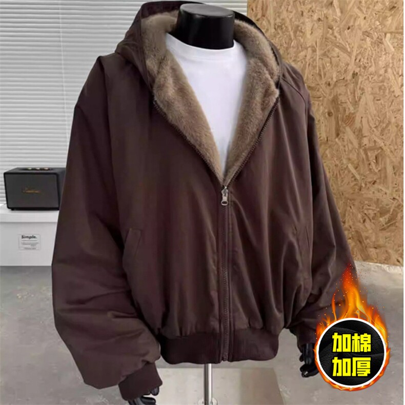 两面穿现货重磅短款座山雕棉衣男女双面穿毛毛绒棉服加厚外套，男装棉衣，电商A443