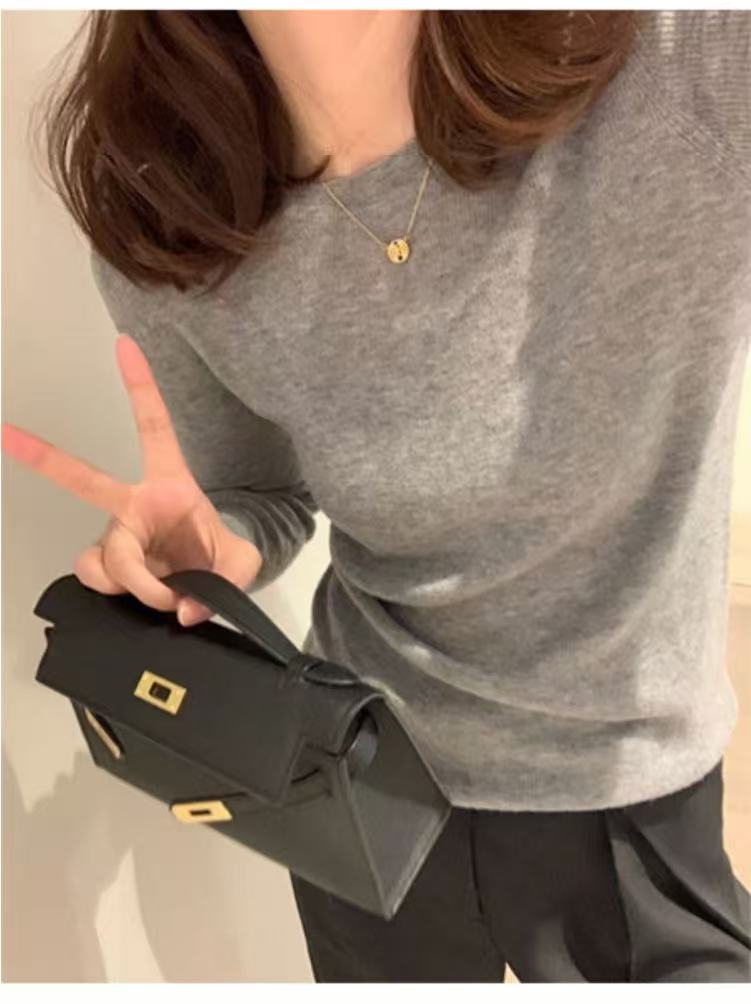 2025年女士通勤百搭简约春季新款打底衫,针织衫/毛衣,忠诺羊绒