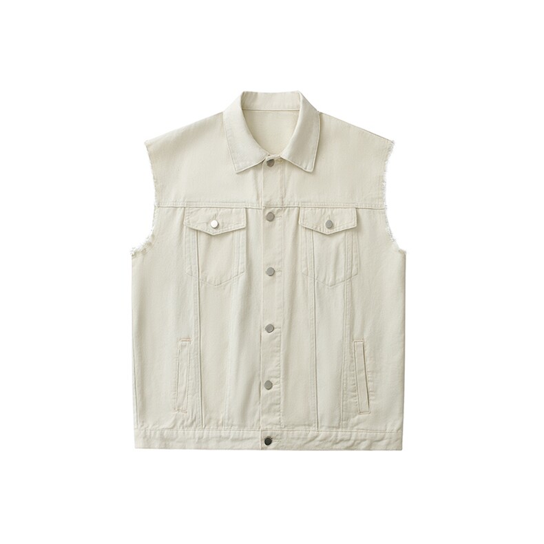 26春款个性时髦无袖牛仔马甲毛边细节单排扣工装风外套HY725P55,男装工装外套,电商A102B