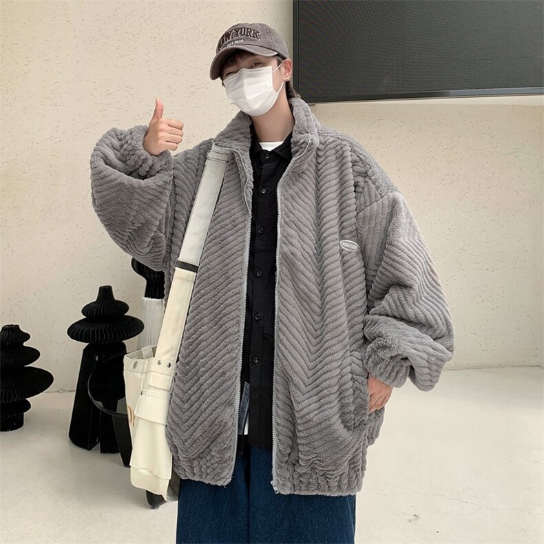 冬季新款兔毛外套男潮牌高街痞帅情侣休闲加厚保暖棉衣棉袄Y92,男装棉衣,星座506