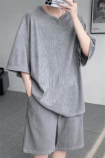 特批P45无差价夏季复古大码T恤男纯色宽松短袖上衣T2098+DK2140，男装T恤，电商A001