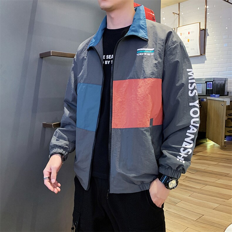 春秋日系拼接机能夹克男士宽松潮牌外套潮流棒球服男DS872TP50,男装夹克,电商A102