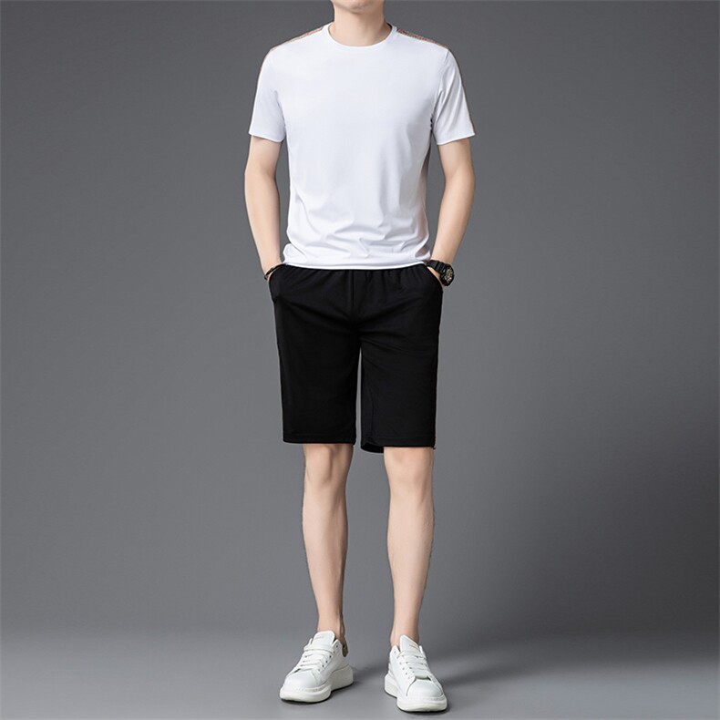 夏季短袖套装男新款休闲体恤穿搭整套帅气运动服两件套,男装休闲套装,钱塘6003（原4033）