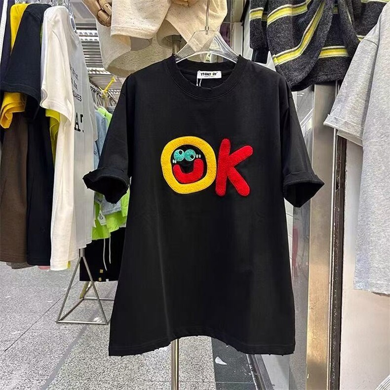 H0571-P35特大码300斤重工刺绣欧货宽松显瘦百搭T恤短袖女，女装T恤，星座617A-2