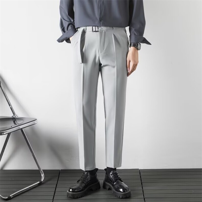 抖音品质秋款男西裤坠感小脚九分裤大码送腰带28-38hk83P45,男装西裤,星座1013-1