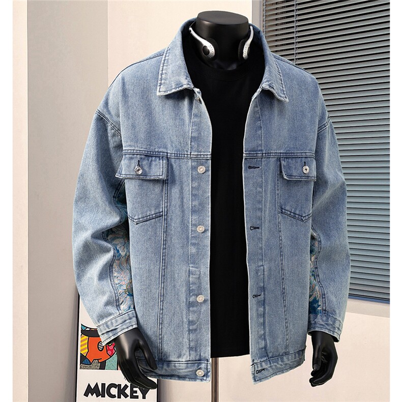 1刺绣拼接牛仔夹克男大码M-5XL潮港风外套男NZ77065P95控128，男装夹克，星座226-2