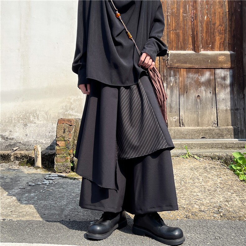 学院风男女裙裤2024骑士裙阔腿裤夏垂感暗黑系设计感裙子~XK5509,男装休闲裤,星座601-2