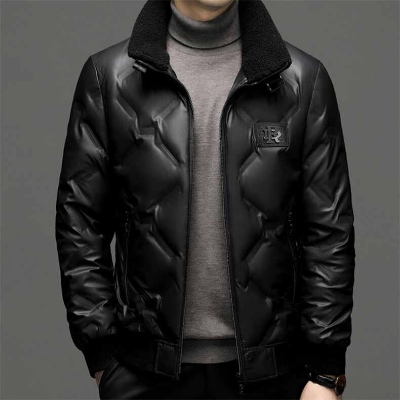 男士立领纯色羽绒服冬季男装中年商务休闲上衣爸爸装加厚保暖外套,男装羽绒服,电商B212（原钱塘6029）