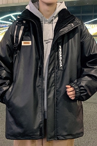 时尚贴标PU皮立领棉服男加棉加厚机车服皮衣外套M91特P100控178图片