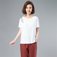 短袖直筒2021年夏季潮流绣花潮流套头韩版，女装T恤，小林双子