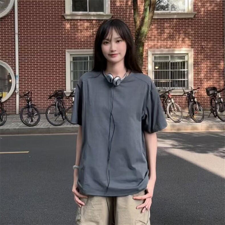 夏季美式解构cleanfit古冻绿速干冰感短袖T恤货号TX25179特P19图片