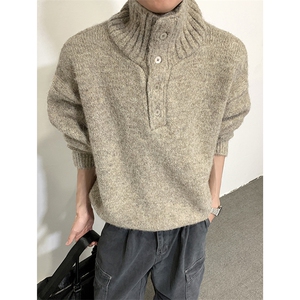 得物品质秋冬款男高领毛衣排扣针织衫休闲线衣外套M5805 P78图片