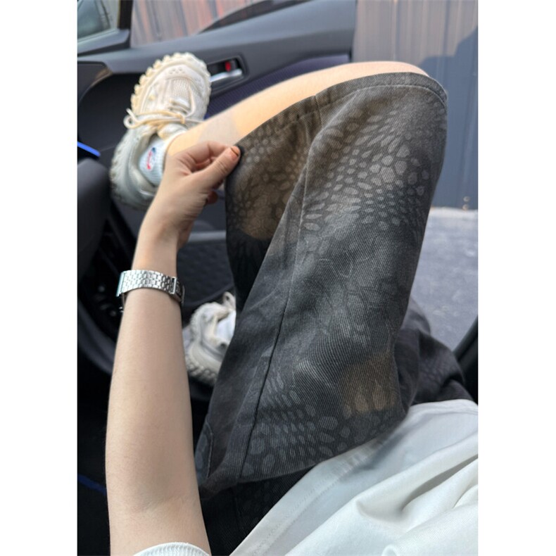 现货夏季复古蛇纹迷彩五分工装牛仔短裤男女K5918-特P35控59,男装牛仔裤,星座205