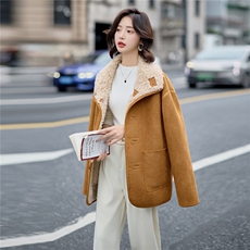 现货！2025冬季新款时尚气质时髦两面穿皮毛外套，女装羊羔毛/颗粒绒，涵墨