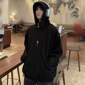 4211-P45 新款春男士纯色运动休闲开衫连帽毛圈棉卫衣外套图片