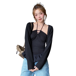 纯欲性感辣妹挂脖抹胸吊带防晒开衫女2025春夏新款图片