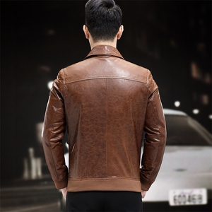 WL1906-B秋冬新款男士油蜡羊皮皮衣真皮皮衣男P830图片