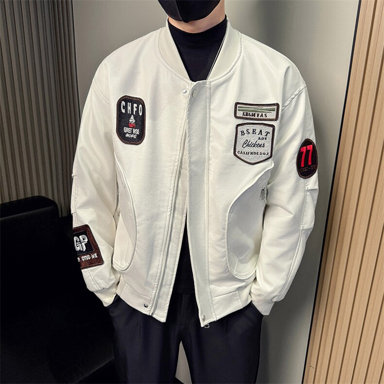 男士飞行员皮衣秋季新款棒球领PU皮夹克外套A368-QY9805-P118,男装夹克,电商A368