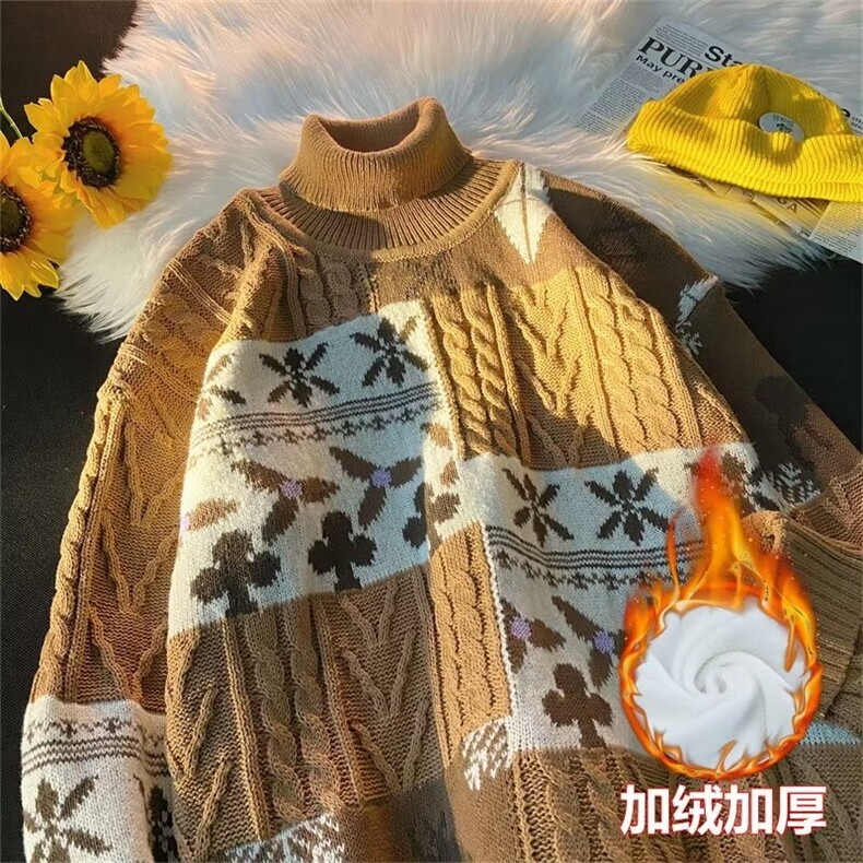 美式高领加绒毛衣男慵懒风休闲针织衫RYM49P65,男装针织衫/毛衣,星座1116-2