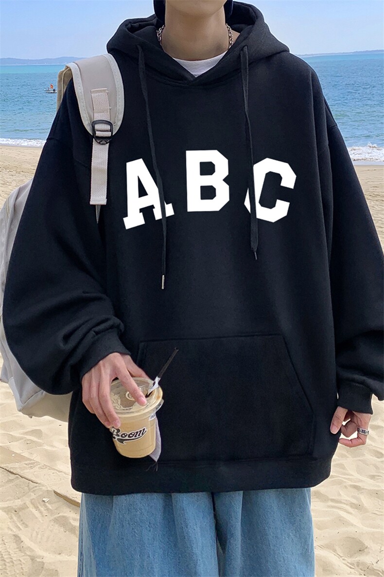！秋季重磅宽松大码港风ABC英文印花连帽卫衣LW53-特p35,男装卫衣,星座508（原C305）