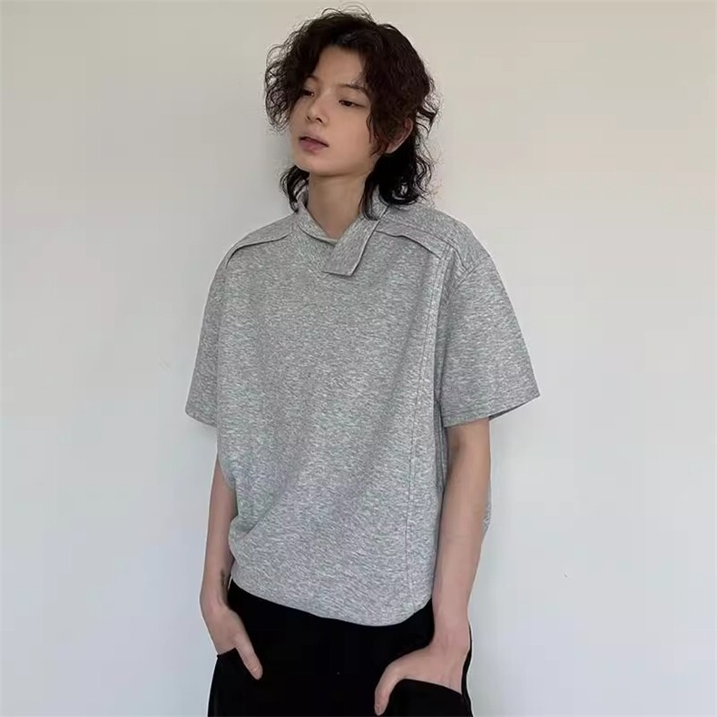 不规则领短袖男女同款夏季高级感痞帅正肩t恤TA0013-P35,男装T恤,星座208-5