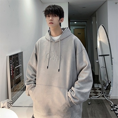 M-6XL380克大码秋季新款连帽麂皮绒刺绣套头卫109-W02042-P58，男装卫衣，星座109-1