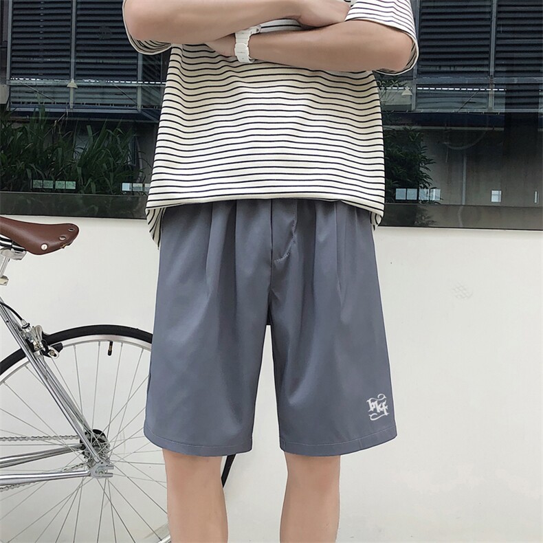 宽松坠感潮流植绒印花休闲清爽速干百搭五分冰丝裤DK508特批18,男装休闲裤,星座718-1