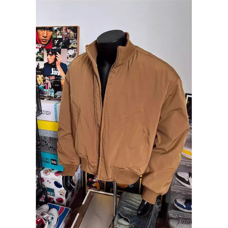 现货26春装美拉德立领飞行夹克纯色复古廓形高街棒球服外套,男装夹克,电商A486-1