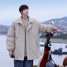冬季潮牌日系纯色简约加绒加厚保暖防寒休闲棉服外套MY9079-P100，男装棉衣，电商A128