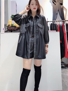 水洗皮拼针织图片