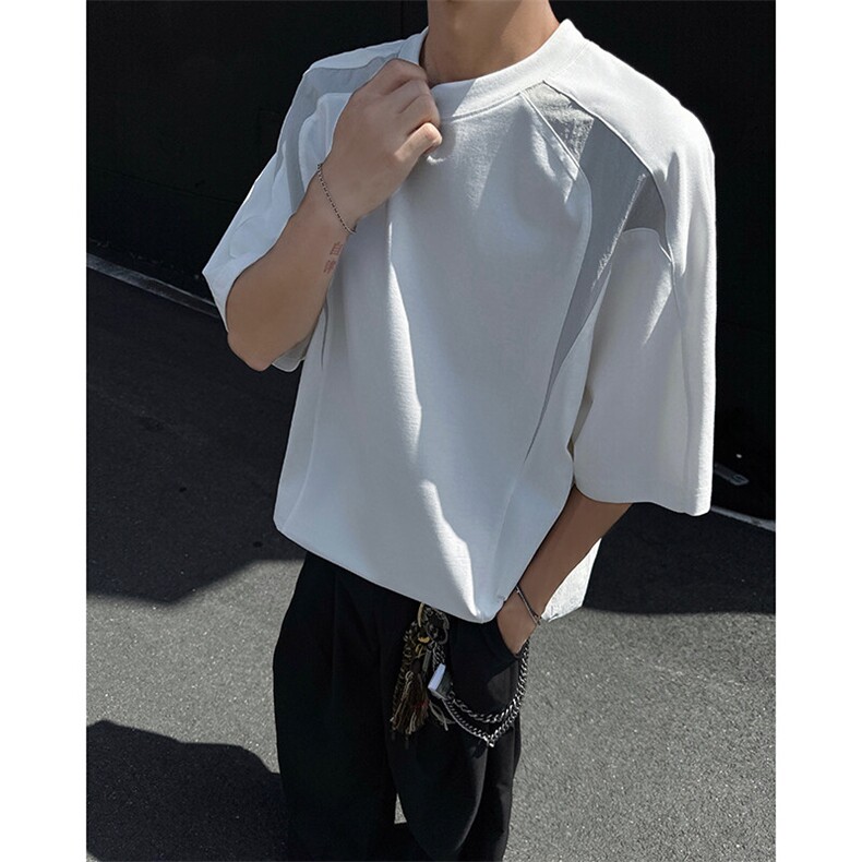 现货T1029-P38特无差价控68大码高品质个性拼接短袖T恤,男装T恤,电商D232
